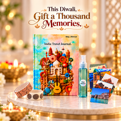 India Travel Journal Kit — Journal + Glue + Stickers + 2 Washi Tapes