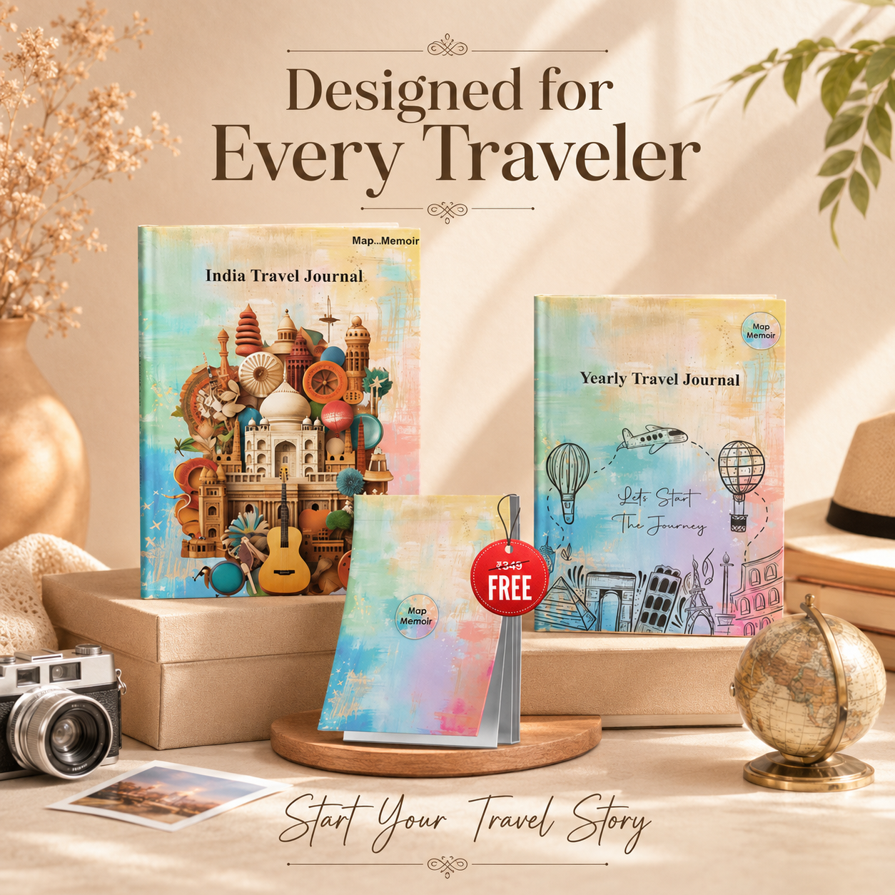 India + Yearly Travel Journal Combo