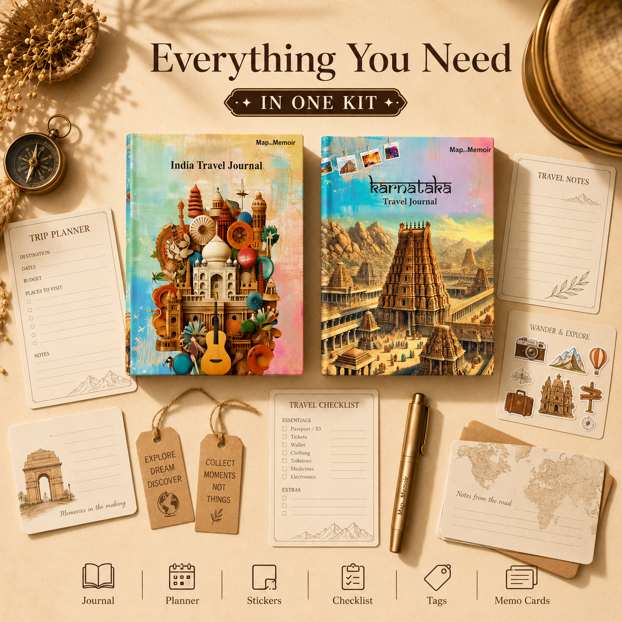 India + Karnataka Travel Journal Combo