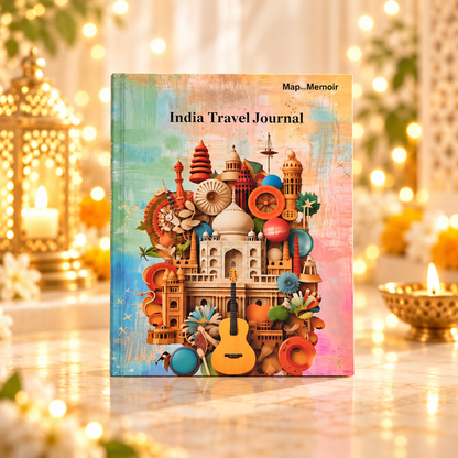 India Travel Journal Kit — Journal + Glue + Stickers + 2 Washi Tapes